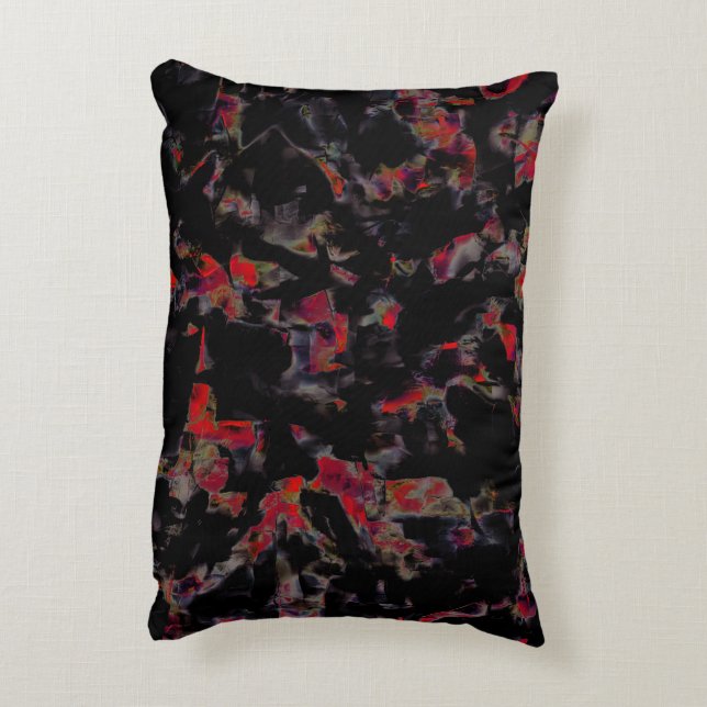 Flashy red blots op donkergrijze rotsbodem, textuu accent kussen (Achterkant (Verticaal))