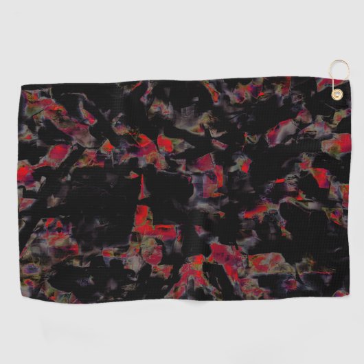 Flashy red blots op donkergrijze rotsbodem, textuu golfhanddoek (Horizontaal)