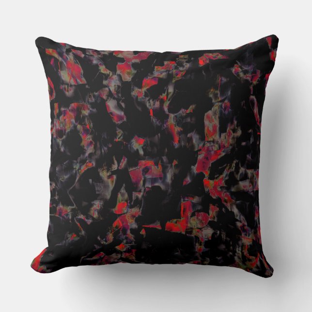 Flashy red blots op donkergrijze rotsbodem, textuu kussen (Voorkant)