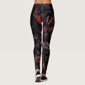 Flashy red blots op donkergrijze rotsbodem, textuu leggings (Achterkant)