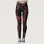 Flashy red blots op donkergrijze rotsbodem, textuu leggings (Voorkant)