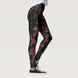 Flashy red blots op donkergrijze rotsbodem, textuu leggings