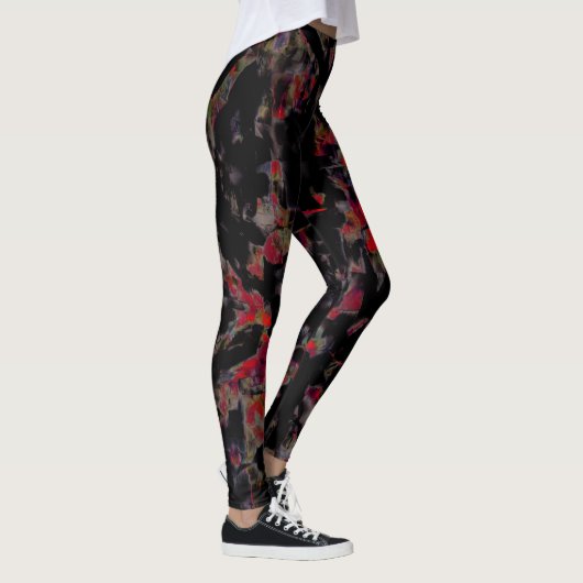 Flashy red blots op donkergrijze rotsbodem, textuu leggings (Rechts)