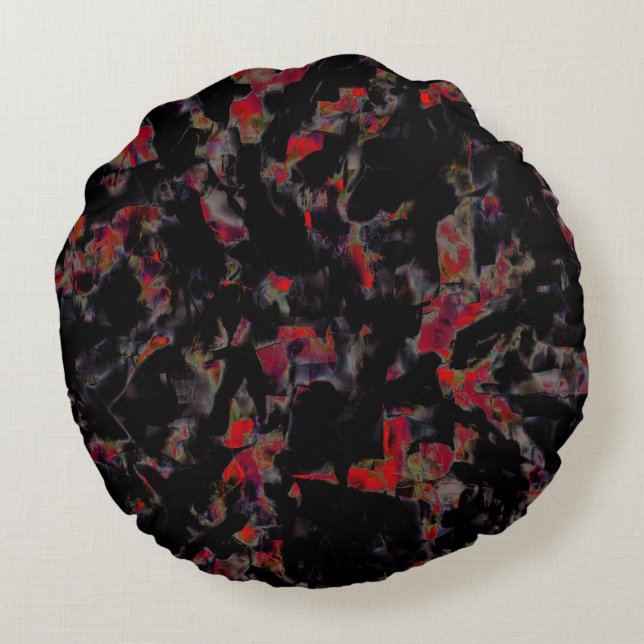 Flashy red blots op donkergrijze rotsbodem, textuu rond kussen (Achterkant)