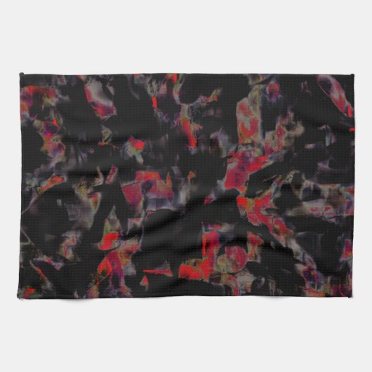 Flashy red blots op donkergrijze rotsbodem, textuu theedoek (Horizontaal)