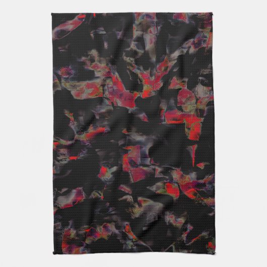 Flashy red blots op donkergrijze rotsbodem, textuu theedoek (Verticaal)