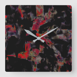 Flashy red blots op donkergrijze rotsbodem, textuu vierkante klok