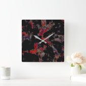 Flashy red blots op donkergrijze rotsbodem, textuu vierkante klok (Huis)