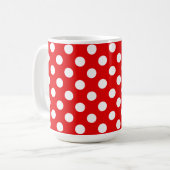 Flashy Red en Big White Polka Dots Koffiemok (Voorkant links)