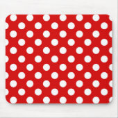 Flashy Red en Big White Polka Putten Pattern Muismat (Voorkant)