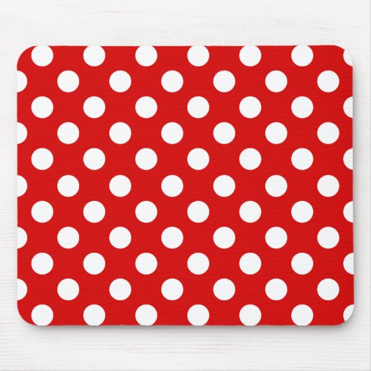 Flashy Red en Big White Polka Putten Pattern Muismat (Voorkant)
