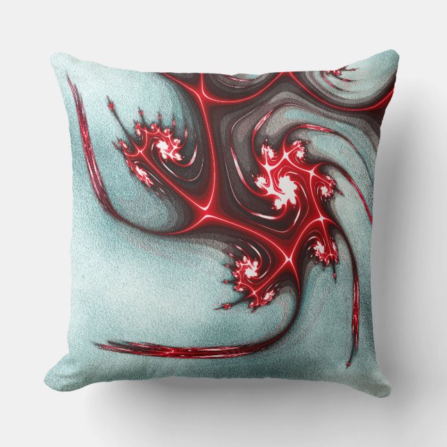 Flashy red fractal lizard over ruwe textuur kussen (Voorkant)