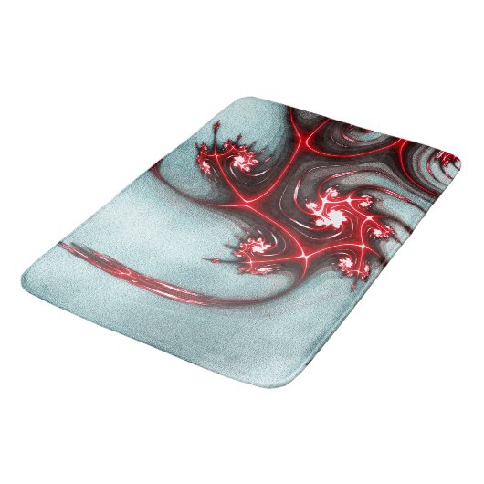 Flashy red fractal lizard over zachte ruwe textuur badmat (Gekanteld)