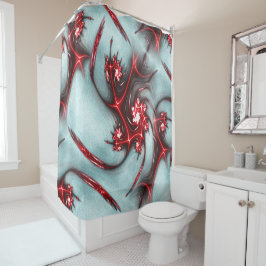 Flashy red fractal lizard over zachte ruwe textuur douchegordijn