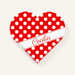 Flashy Red Heart-vormig notebook met aangepaste na Notitieboek