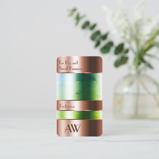 Flashy Roos Gold Box Glass Optica met monogram Visitekaartje (Staand voorkant)