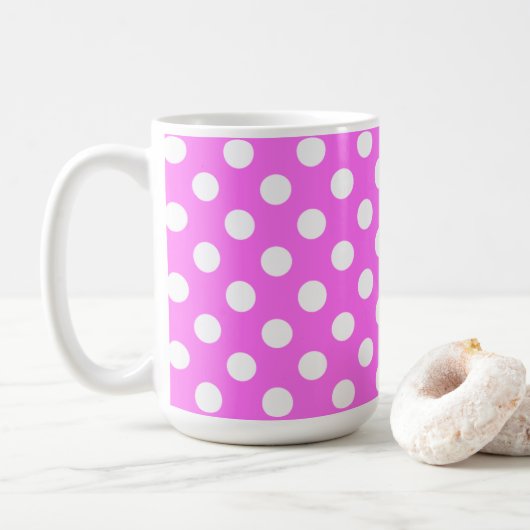 Flashy roze en Big White Polka Dots Koffiemok (Met donut)
