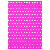 Flashy roze met Cute White Hearts, aangepaste naam Klembord (Achterkant)