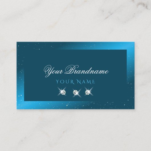 Flashy Shimmery Blauwgroen Sparking Diamonds Stijl Visitekaartje (Voorkant)