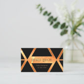 Flashy Shimmery Coral Cool Black Geometric Stylish Visitekaartje (Staand voorkant)