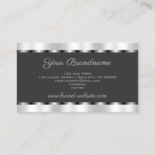Flashy Silver Effect met Dark Grey Professional Visitekaartje (Achterkant)