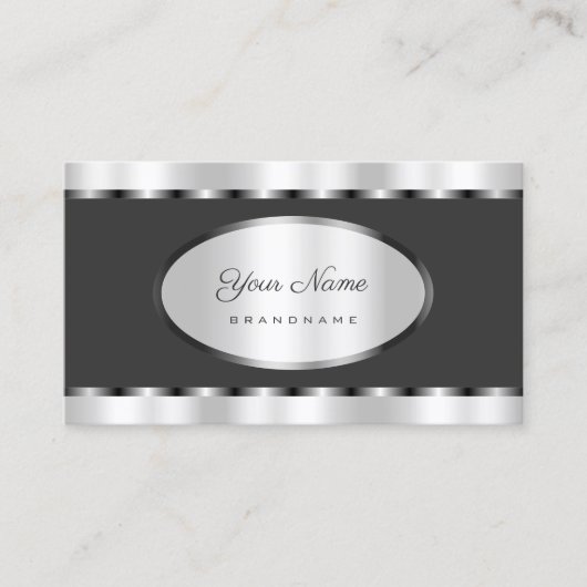 Flashy Silver Effect met Dark Grey Professional Visitekaartje (Voorkant)