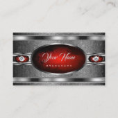 Flashy Silver Effect Red Pattern Faux Rhinestones Visitekaartje (Voorkant)