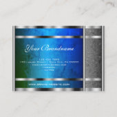 Flashy Silver Snake Pattern met Blue Green Marble Visitekaartje (Achterkant)