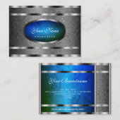 Flashy Silver Snake Pattern met Blue Green Marble Visitekaartje (Voorkant / Achterkant)