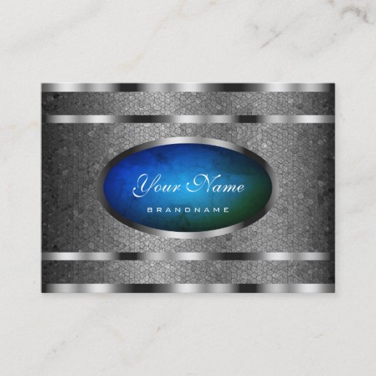 Flashy Silver Snake Pattern met Blue Green Marble Visitekaartje (Voorkant)