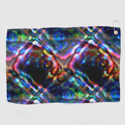 Flashy vierkant gekleurd kaleidoscoop met neontone golfhanddoek (Horizontaal)