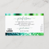 Flashy White Blauwgroen Green Sparking Glitter and Visitekaartje (Achterkant)