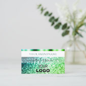 Flashy White Blauwgroen Green Sparking Glitter and Visitekaartje (Staand voorkant)