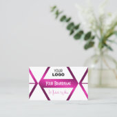 Flashy White Geometric Shimmery Pink met Logo Visitekaartje (Staand voorkant)
