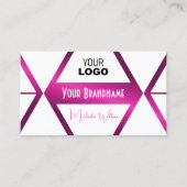 Flashy White Geometric Shimmery Pink met Logo Visitekaartje (Voorkant)