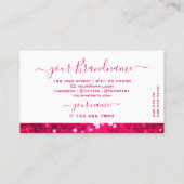 Flashy White Girly Pink Sparking Glitter Shimmery Visitekaartje (Achterkant)