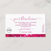 Flashy White Girly Pink Sparking Glitter Voeg Logo Visitekaartje (Achterkant)
