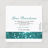 Flashzwart en Blauwgroen Glitter Glamoureus Vierkante Visitekaartje (Achterkant)