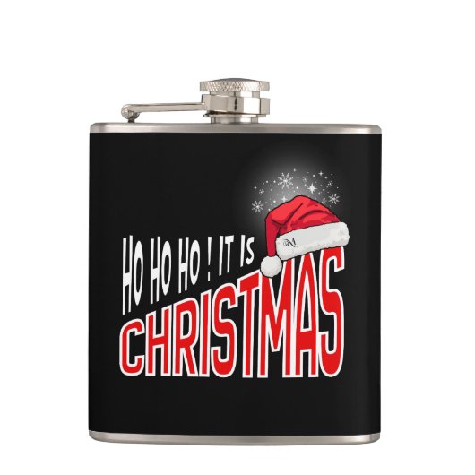 Flask 6oz : It's Christmas (black) Heupfles (Voorkant)