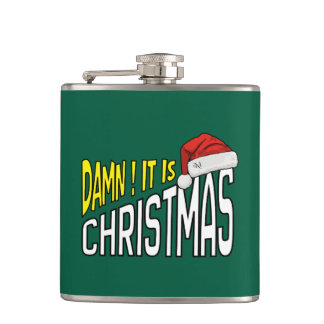 Flask 6oz : It's Christmas (green) Heupfles