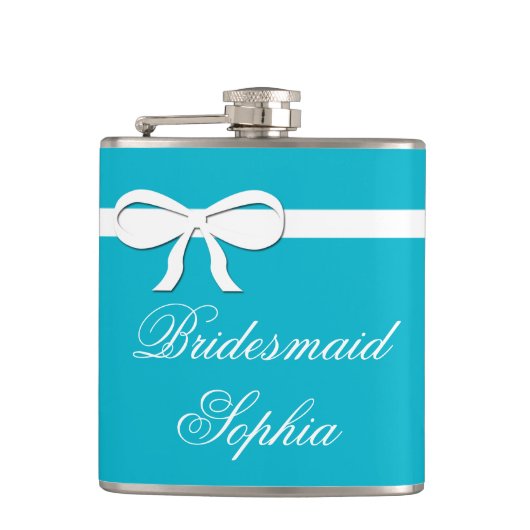 Flask Bridesmaid Gift blue Weddenschap Gepersonali Heupfles (Voorkant)