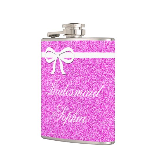 Flask Bruidsmeisje Gift Glitter roze gepersonalise Heupfles (Links)