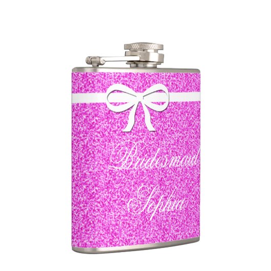 Flask Bruidsmeisje Gift Glitter roze gepersonalise Heupfles (Rechts)