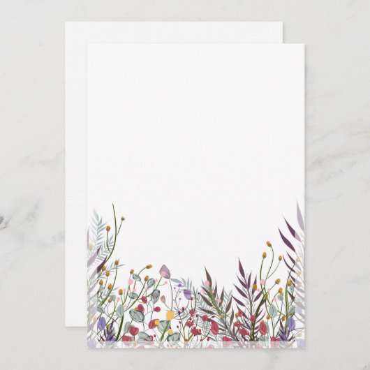 Flat Announcement-kaart - Ontwerp onder bloemen Aankondiging (Voorkant / Achterkant)