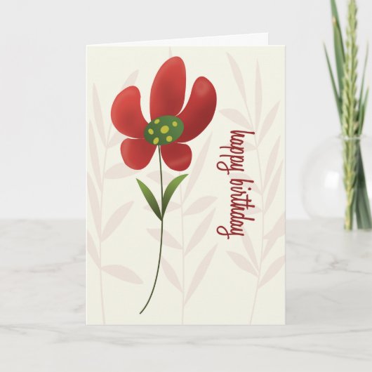 Flat Art Solo Flower Birthday Card Kaart (Voorkant)