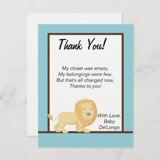 FLAT Bedankkaart Blue Oerwoud Lion Kaart (Voorkant / Achterkant)