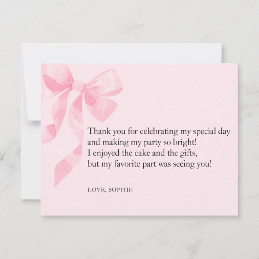 Flat Bedankt Roze Beer Kaart (Achterkant)