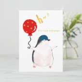 Flat Birthday-kaart - de kleine pinguïn Kaart (Staand voorkant)