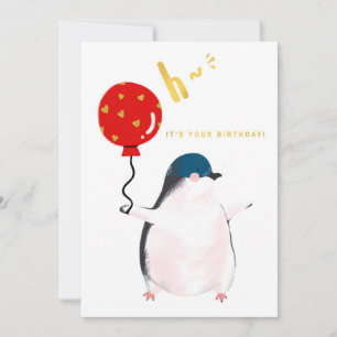 Flat Birthday-kaart - de kleine pinguïn Kaart