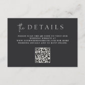 Flat Black Modern Minimal Monogram QR Code Details Informatiekaartje (Voorkant)